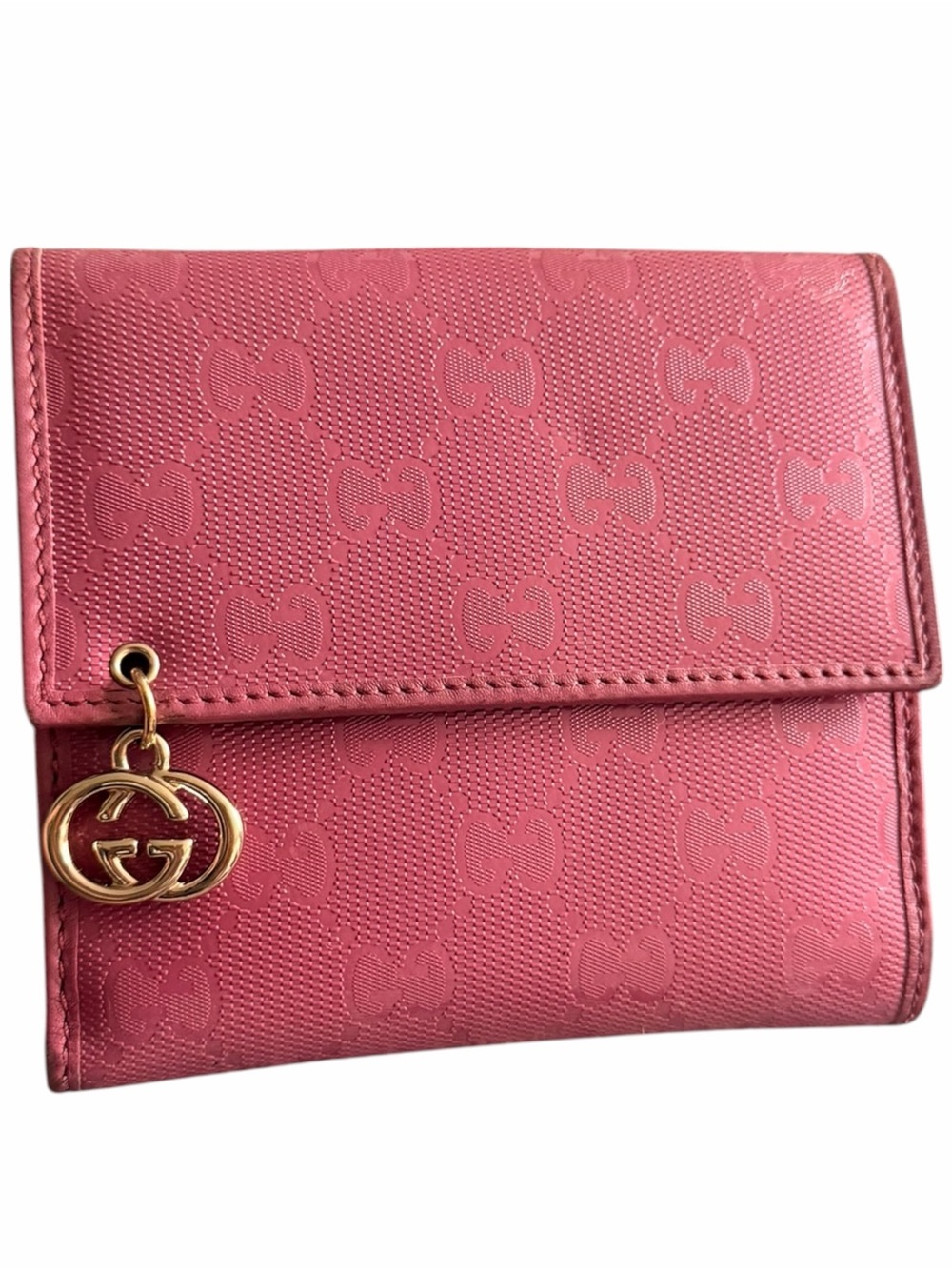 AUTHENTIC Gucci Rose Pink GG Embossed Leather Wallet- FREE COA - Picture 2 of 10